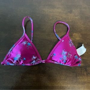 Volcom Triangle Maroon Floral Dark Floral Bikini Top Large